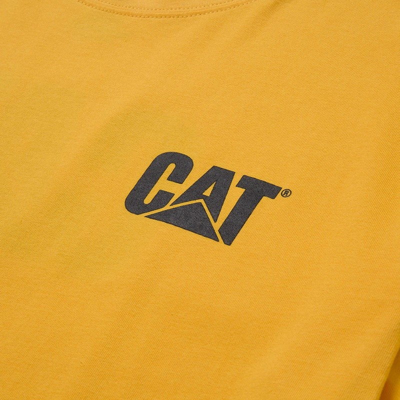 Yellow CatFootweat Trademark Tee Men's Clothing | YZ5760329