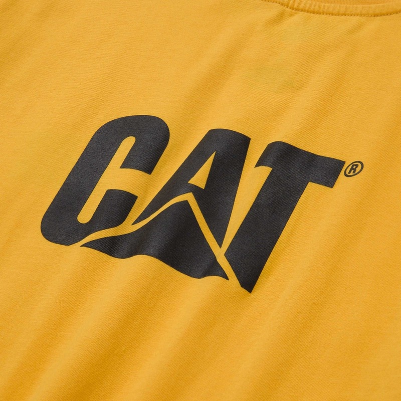 Yellow CatFootweat Trademark Tee Men's Clothing | YZ5760329