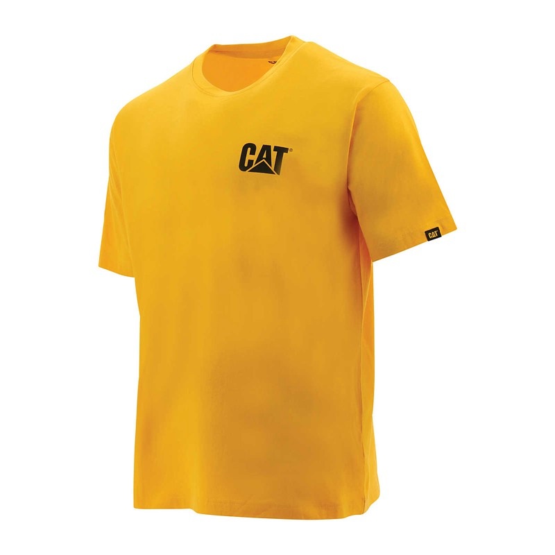 Yellow CatFootweat Trademark Tee Men\'s Clothing | YZ5760329